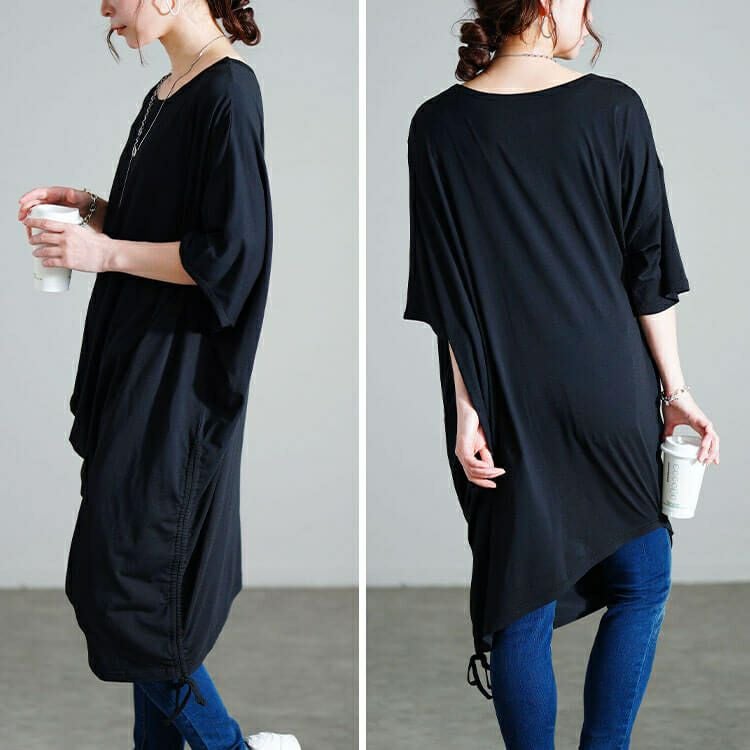 大きいサイズ レディース 接触冷感アシンメトリー変形チュニック　sw-0724【メール便可】
