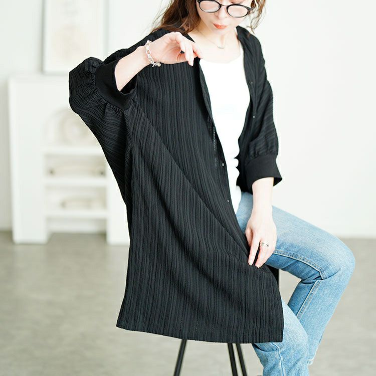 大きいサイズ レディース キーネックドルマンビックシャツ　fem-567【メール便可】