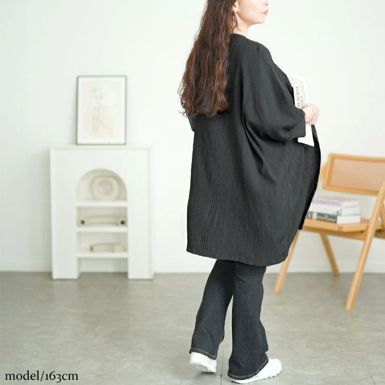 大きいサイズ レディース キーネックドルマンビックシャツ　fem-567【メール便可】