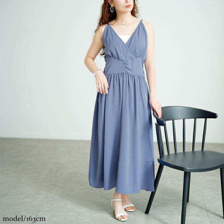 大きいサイズ レディース カシュクールキャミワンピース　fem-563【メール便可】