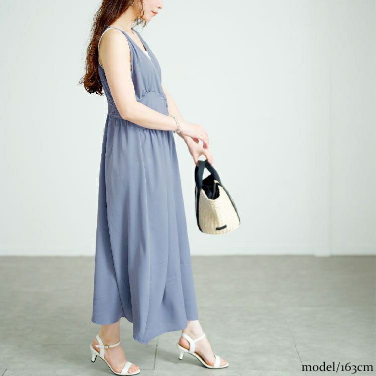 大きいサイズ レディース カシュクールキャミワンピース　fem-563【メール便可】