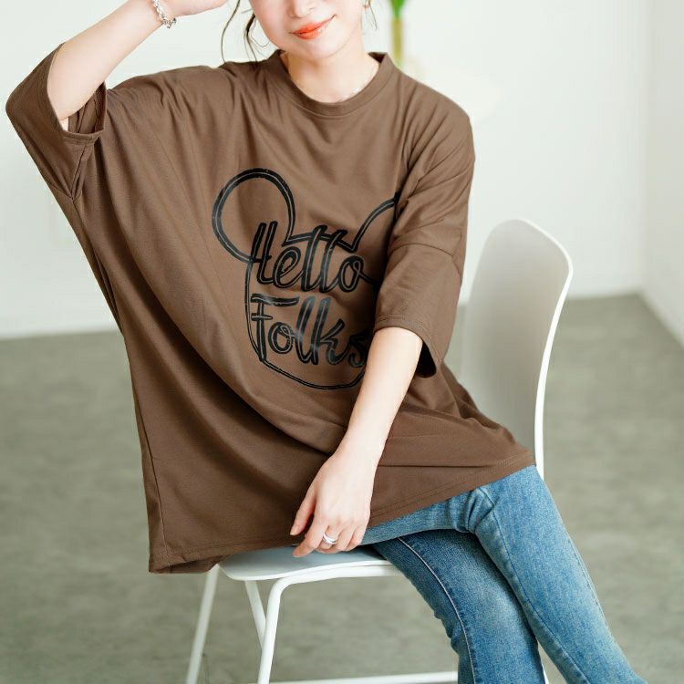 大きいサイズ レディース ビッグプリントオーバーサイズTシャツ　goldy-1685【メール便可】