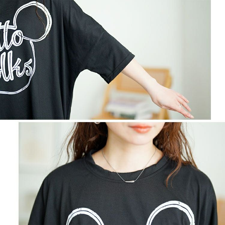 大きいサイズ レディース ビッグプリントオーバーサイズTシャツ　goldy-1685【メール便可】