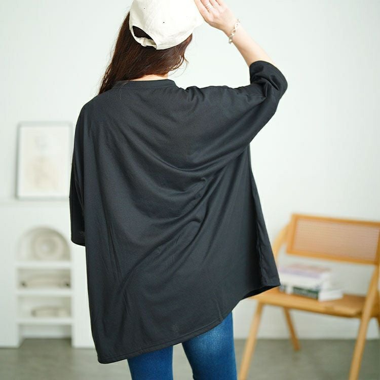 大きいサイズ レディース ビッグプリントオーバーサイズTシャツ　goldy-1685【メール便可】