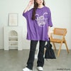 大きいサイズ レディース ビッグプリントオーバーサイズTシャツ　goldy-1685【メール便可】 パープル
