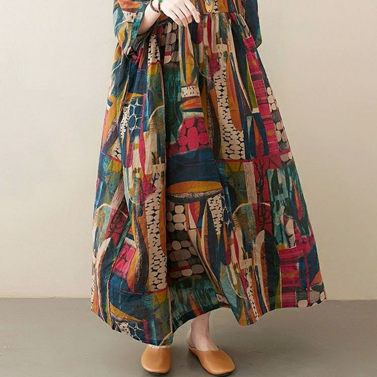 大きいサイズ レディース マルチカラーコットンワンピース　goldy-1684【メール便可】