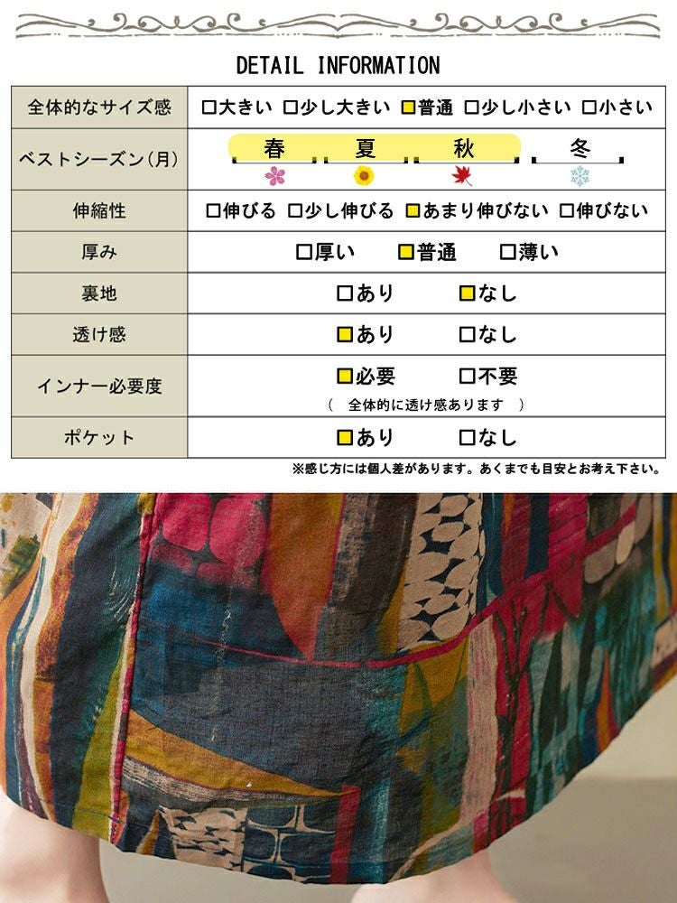 大きいサイズ レディース マルチカラーコットンワンピース　goldy-1684【メール便可】