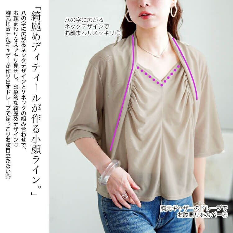 大きいサイズ レディース ストレッチカーデフェイクギャザートップス　u2-0108【メール便可】
