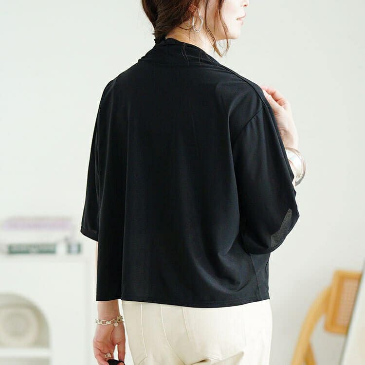 大きいサイズ レディース ストレッチカーデフェイクギャザートップス　u2-0108【メール便可】