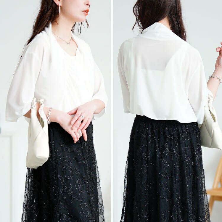 大きいサイズ レディース ストレッチカーデフェイクギャザートップス　u2-0108【メール便可】