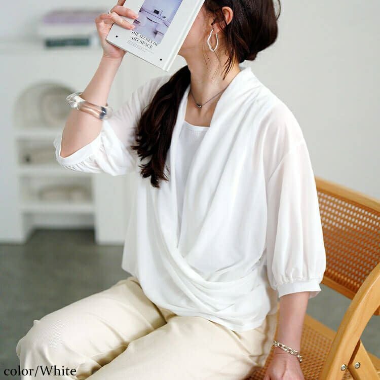 大きいサイズ レディース ストレッチカシュクールブラウス　u2-0105【メール便可】