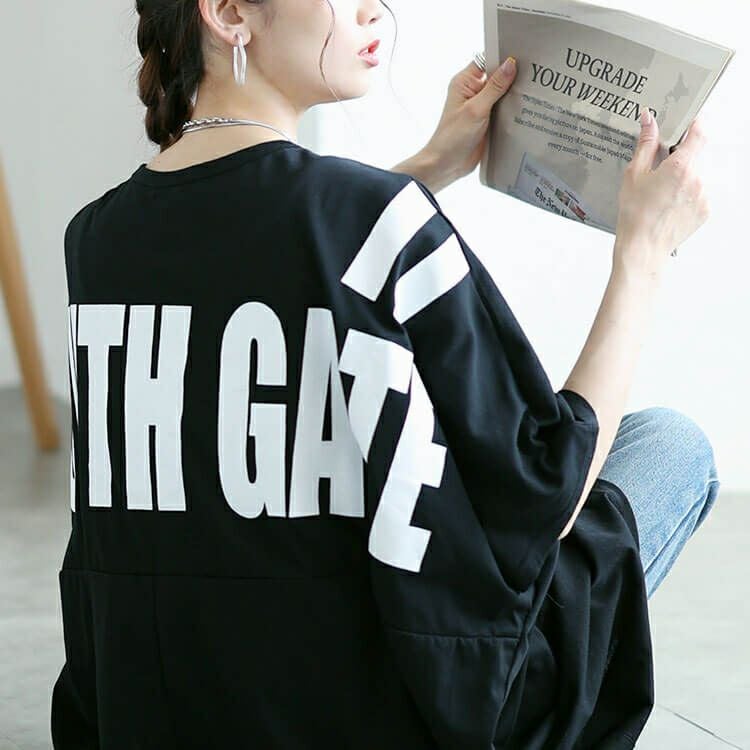 大きいサイズ レディース バックプリントドルマンチュニックTシャツ　maruka-7157【メール便可】