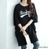 大きいサイズ レディース ロゴプリントドルマンチュニックTシャツ　maruka-7156【メール便可】 ブラック