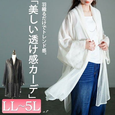 大きいサイズ レディース メッシュロングカーディガン　nw-25023