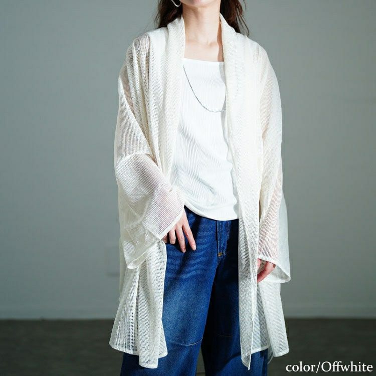 大きいサイズ レディース メッシュロングカーディガン　nw-25023