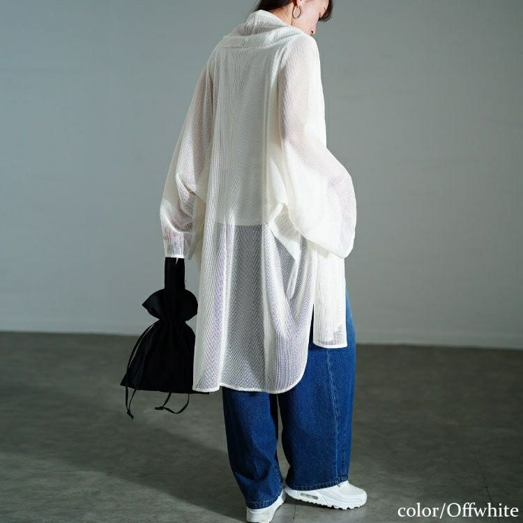 大きいサイズ レディース メッシュロングカーディガン　nw-25023