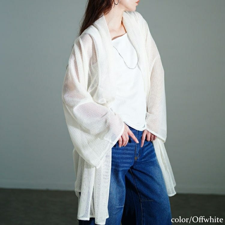 大きいサイズ レディース メッシュロングカーディガン　nw-25023