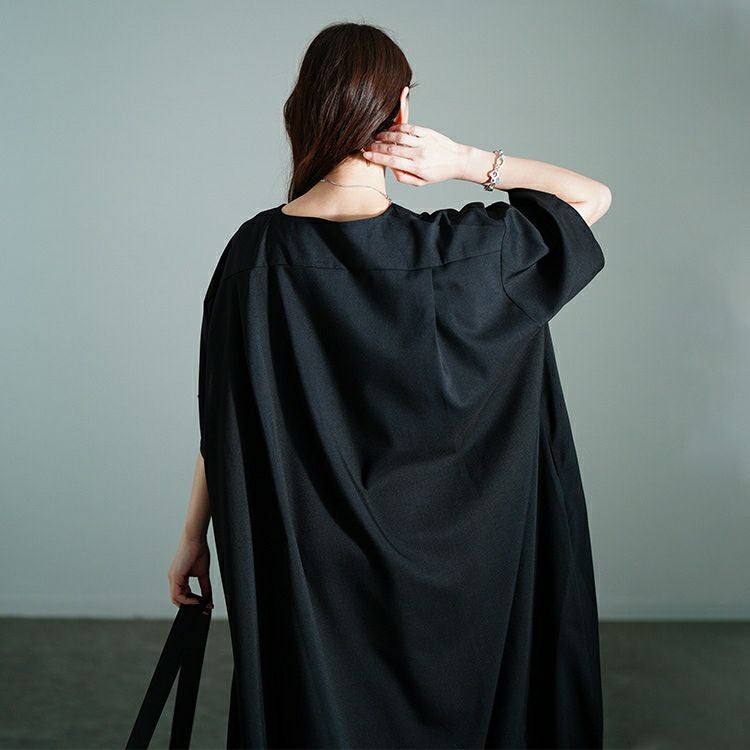 大きいサイズ レディース Vネック胸ポケットバルーンワンピース　nw-25020