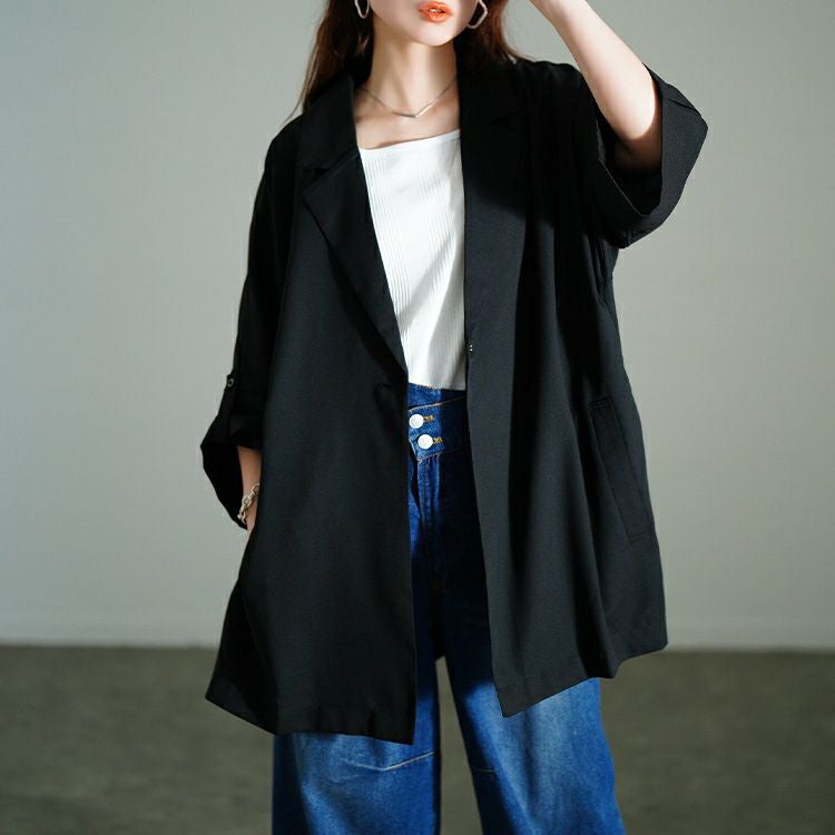 大きいサイズ レディース ワッシャーオーバーサイズジャケット 　nw-25011【メール便可】