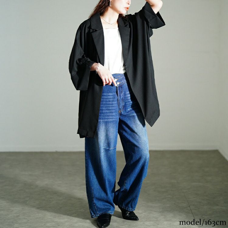 大きいサイズ レディース ワッシャーオーバーサイズジャケット 　nw-25011【メール便可】