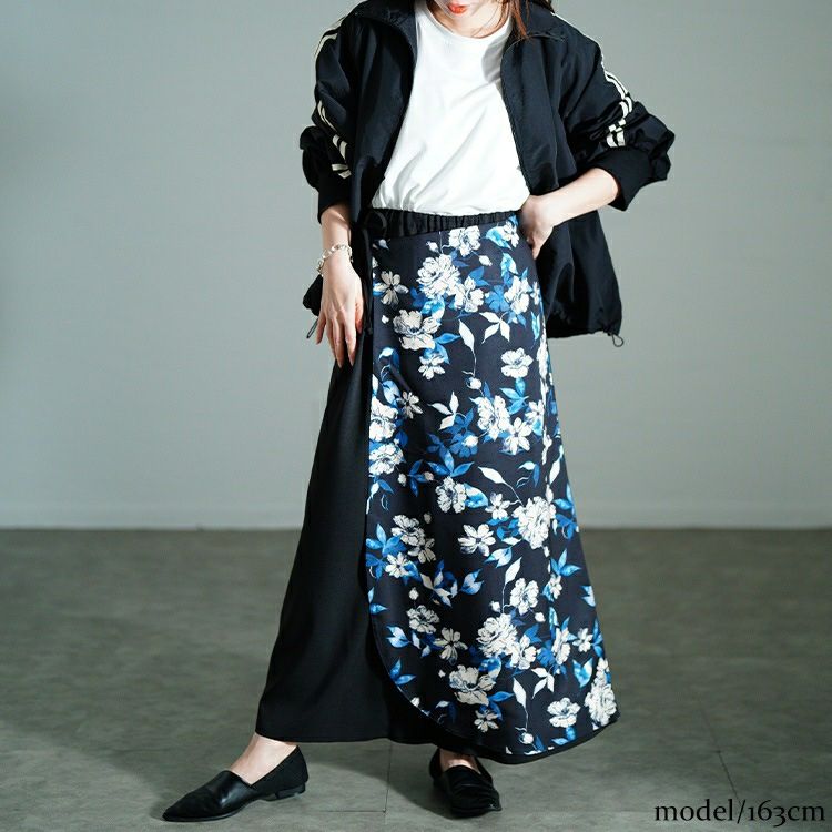 大きいサイズ レディース 花柄ラップワイドパンツ　sw-0751