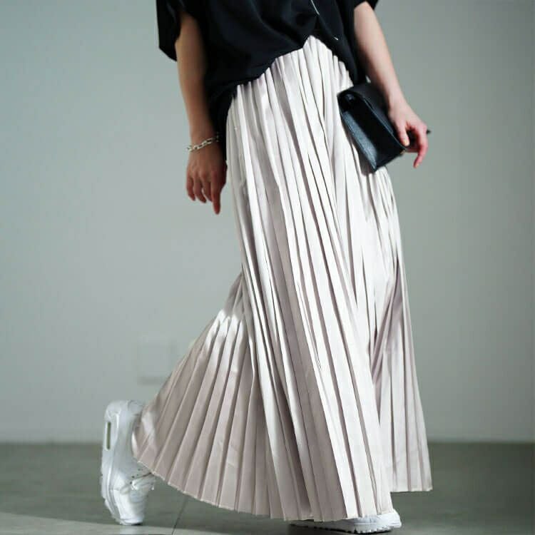 大きいサイズ レディース サテンプリーツスカート　sw-0757【メール便可】