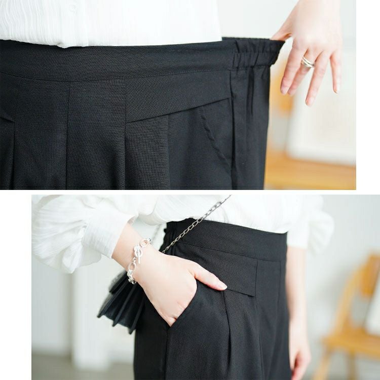 大きいサイズ レディース コットンタックワイドパンツ　goldy-1688【メール便可】