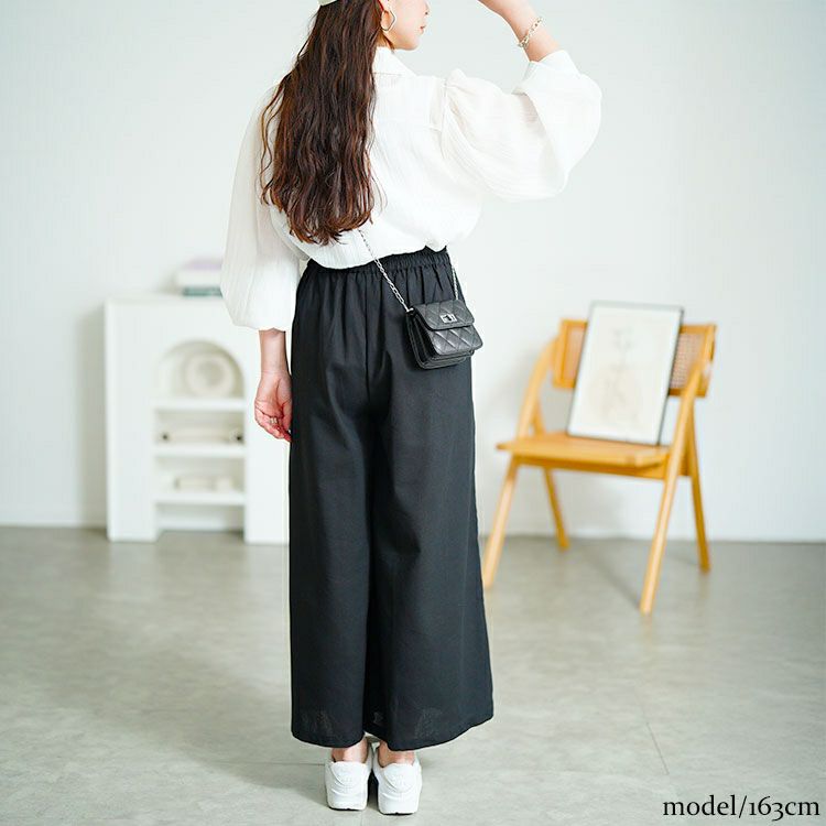 大きいサイズ レディース コットンタックワイドパンツ　goldy-1688【メール便可】