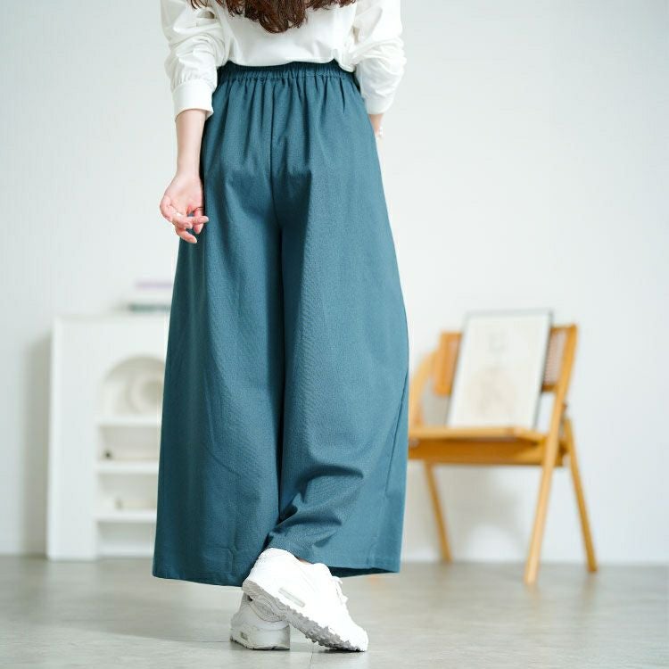 大きいサイズ レディース コットンタックワイドパンツ　goldy-1688【メール便可】