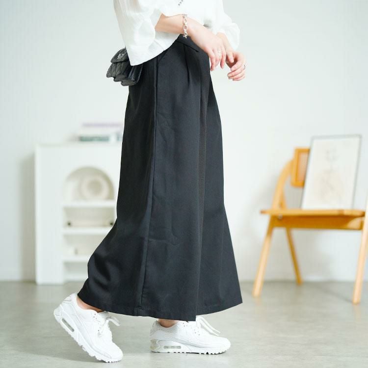 大きいサイズ レディース コットンタックワイドパンツ　goldy-1688【メール便可】 ブラック