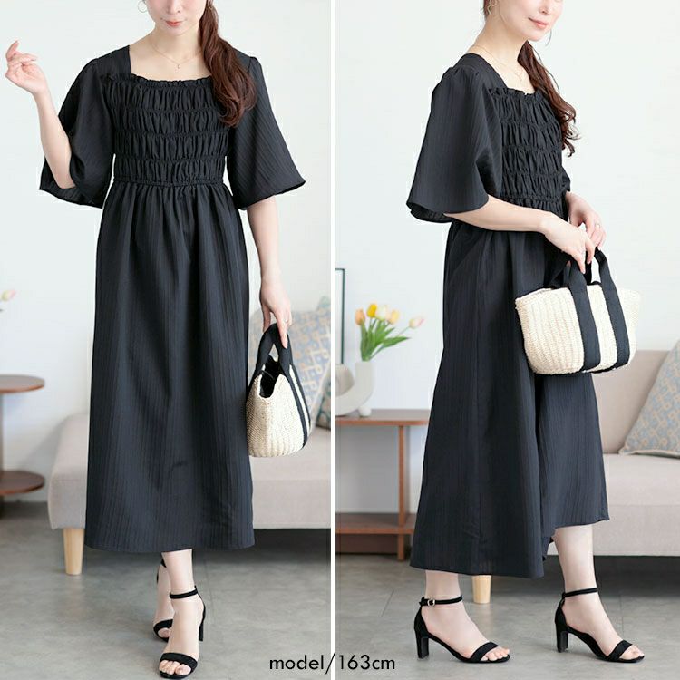 大きいサイズ レディース ストライプシャーリングフレアワンピース　tani-36863ll