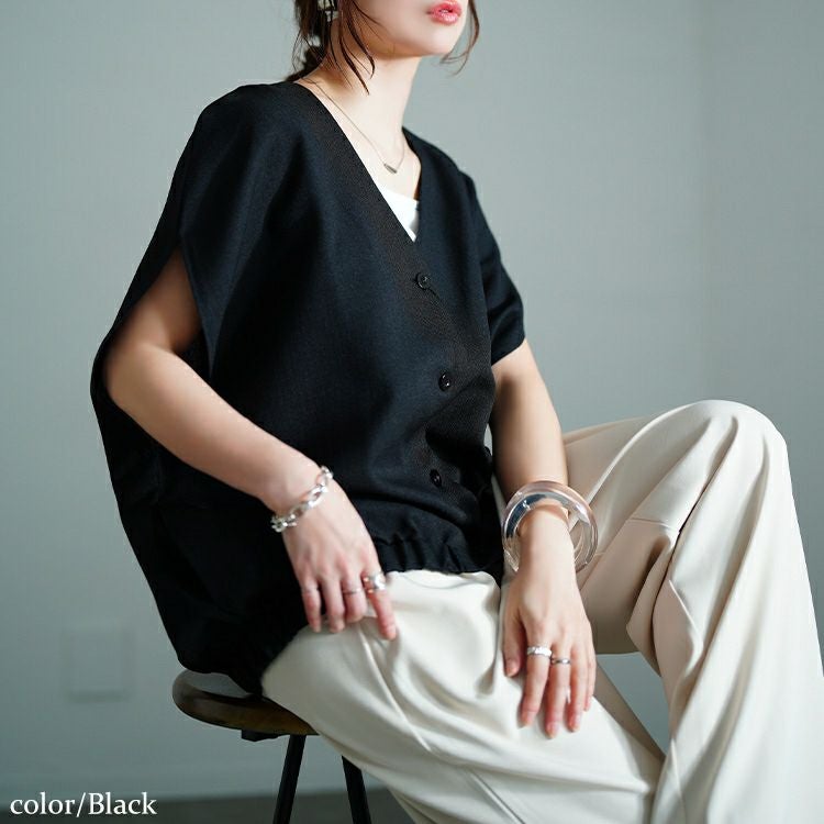 大きいサイズ レディース Vネックラウンドドルマンシャツ　sw-0760 【メール便可】