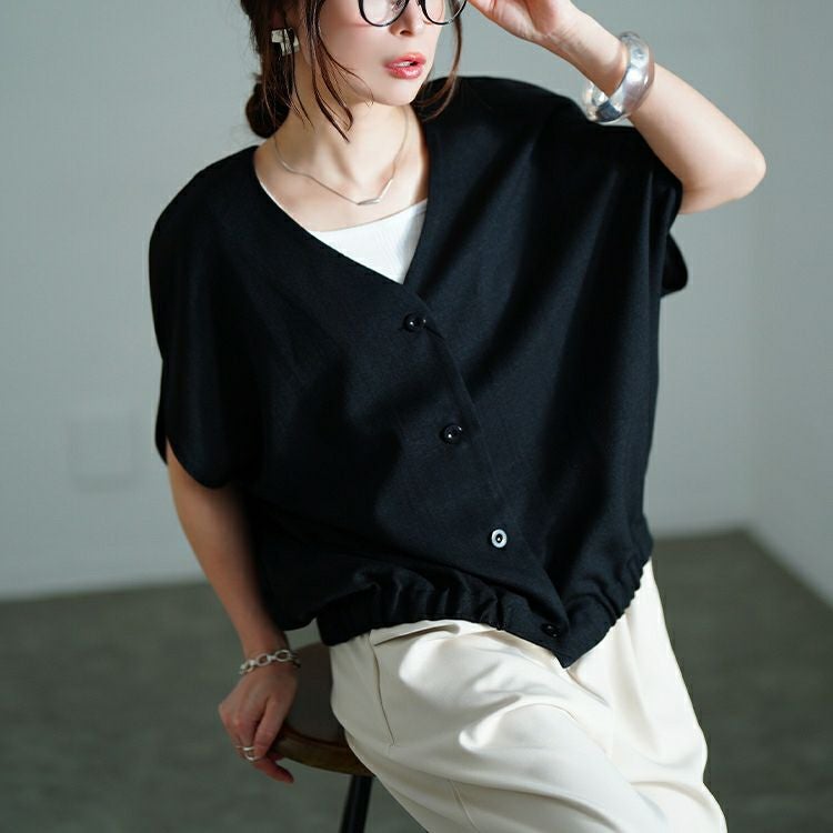 大きいサイズ レディース Vネックラウンドドルマンシャツ　sw-0760 【メール便可】