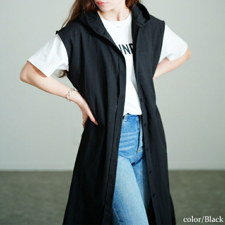 大きいサイズ レディース コットンパーカーノースリーブワンピース　sw-0748