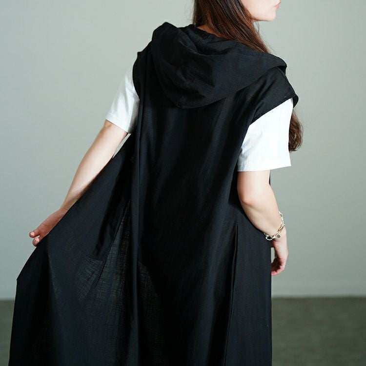 大きいサイズ レディース コットンパーカーノースリーブワンピース　sw-0748