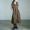 大きいサイズ レディース コットンパーカーノースリーブワンピース　sw-0748 カーキ