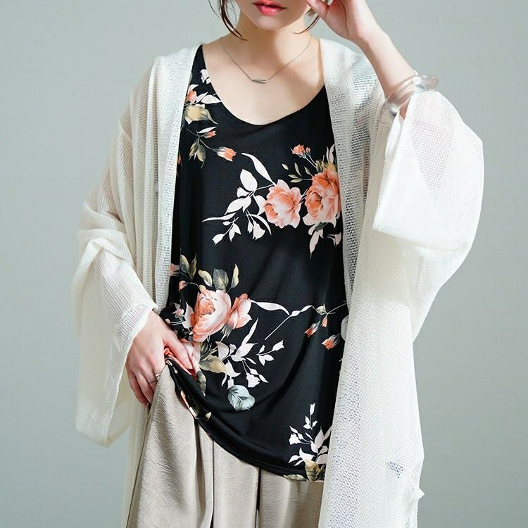 大きいサイズ レディース レトロ花柄タンクトップ　sw-0765 【メール便可】