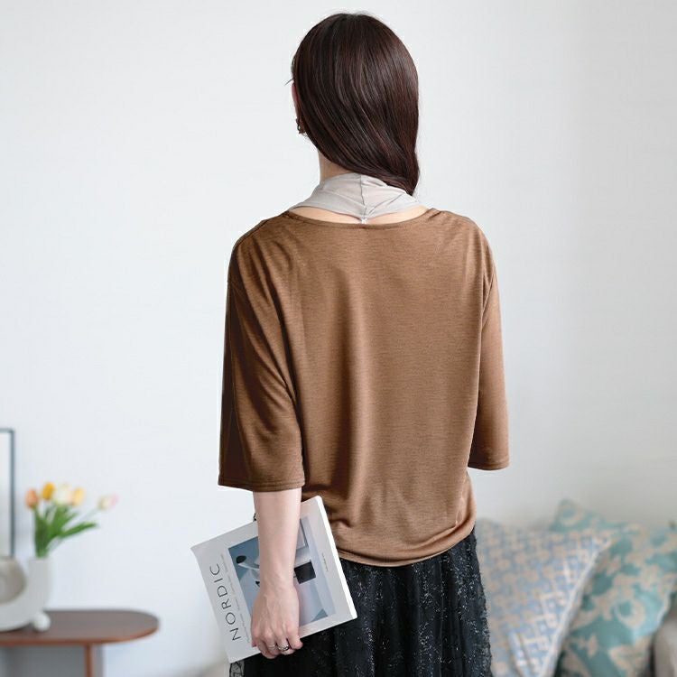 大きいサイズ レディース フェイクストールプルオーバー　u2-0107 【メール便可】