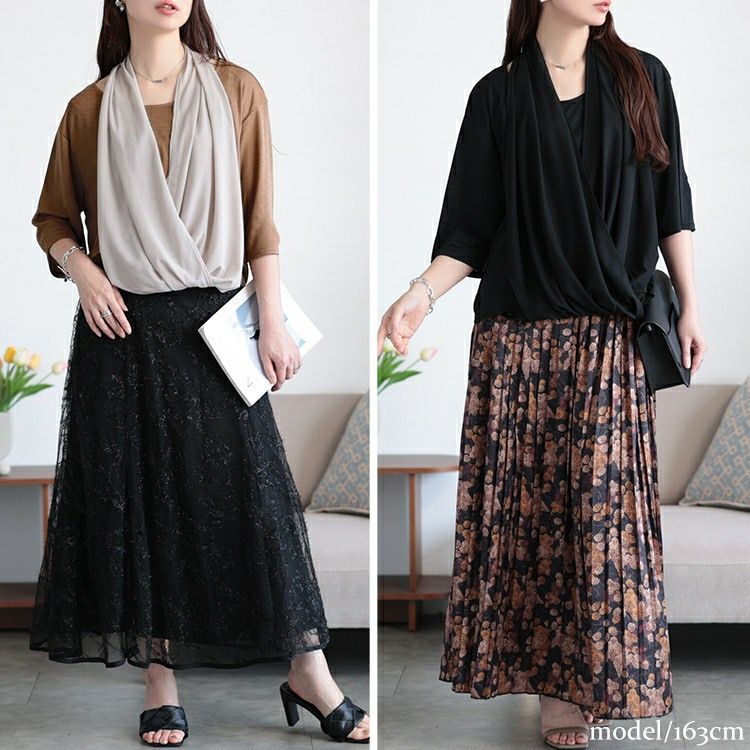 大きいサイズ レディース フェイクストールプルオーバー　u2-0107 【メール便可】