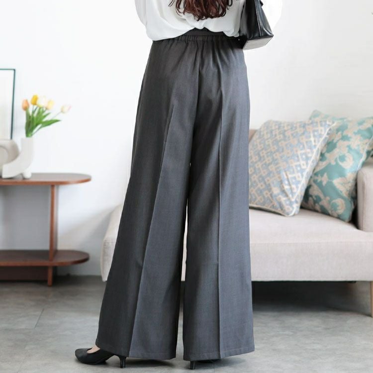 大きいサイズ レディース リボンベルトセンタータックワイドパンツ　tana-651015 【メール便可】