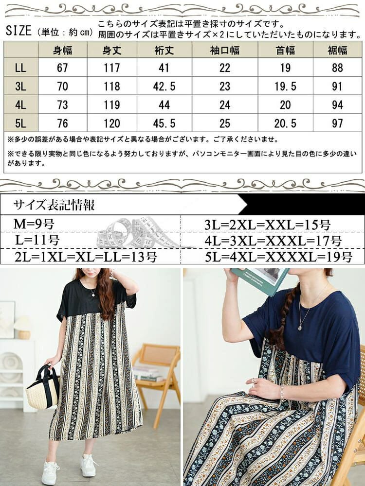大きいサイズ レディース 小花柄切り替えワンピース　cast-5554042 【メール便可】
