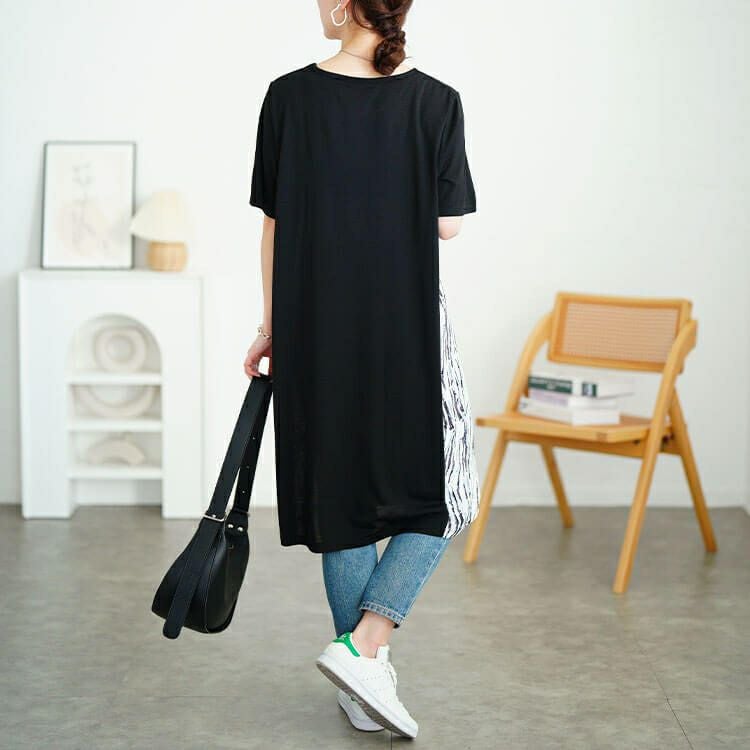 大きいサイズ レディース アート柄サイド切り替えワンピース　cast-5554041 【メール便可】