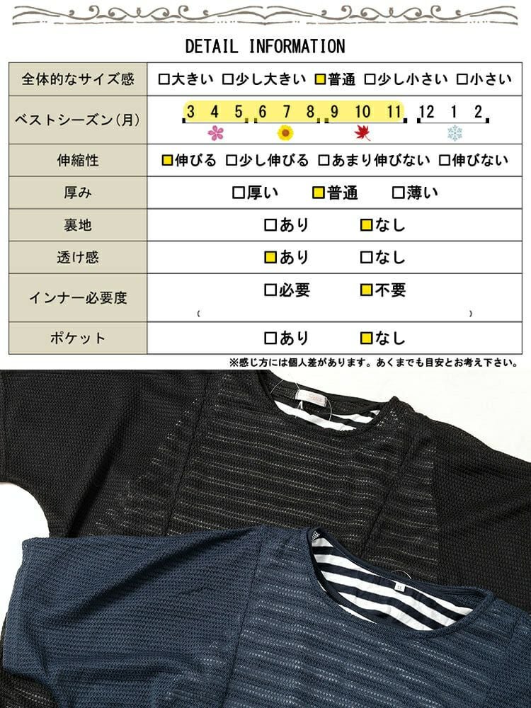 大きいサイズ レディース 透かし編みドルマンニット＆ボーダータンクトップ2点セット　cast-5554038 【メール便可】