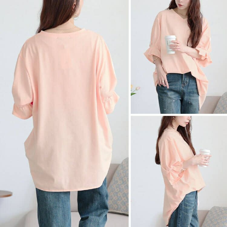 大きいサイズ レディース Vネックキャンディスリーブチュニック　bai-0182 【メール便可】