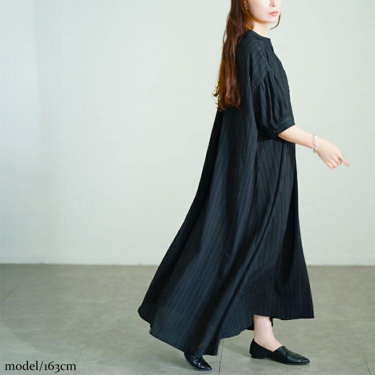 大きいサイズ レディース ストライプ柄楊柳ドルマンワンピース　tana-351060