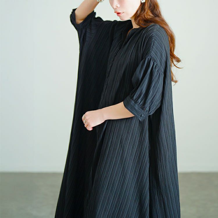 大きいサイズ レディース ストライプ柄楊柳ドルマンワンピース　tana-351060