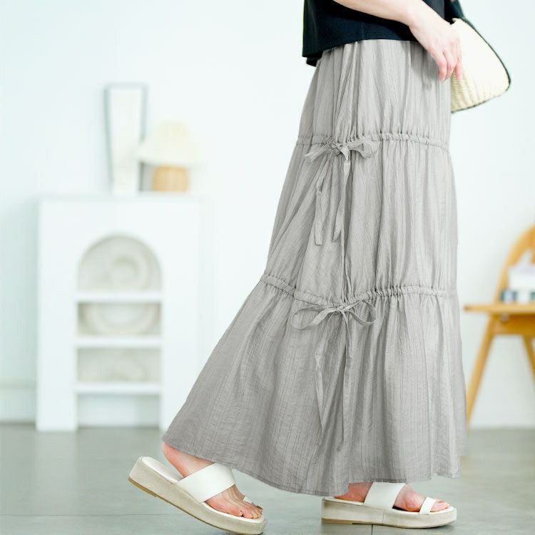大きいサイズ レディース サイドドロストティアードスカート　tana-651012