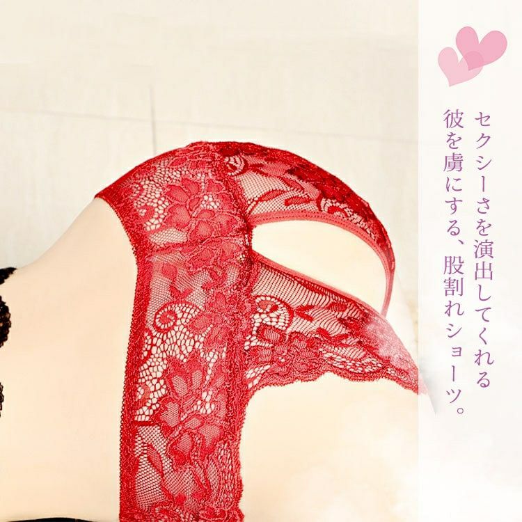 大きいサイズ レディース 股割れ総レースショーツ　goldy-1693【メール便可】