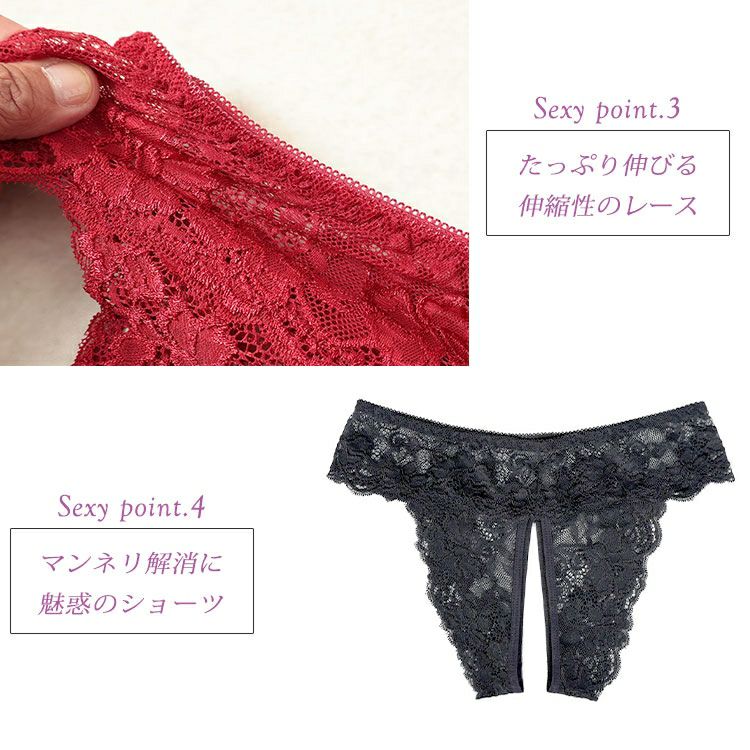 大きいサイズ レディース 股割れ総レースショーツ　goldy-1693【メール便可】