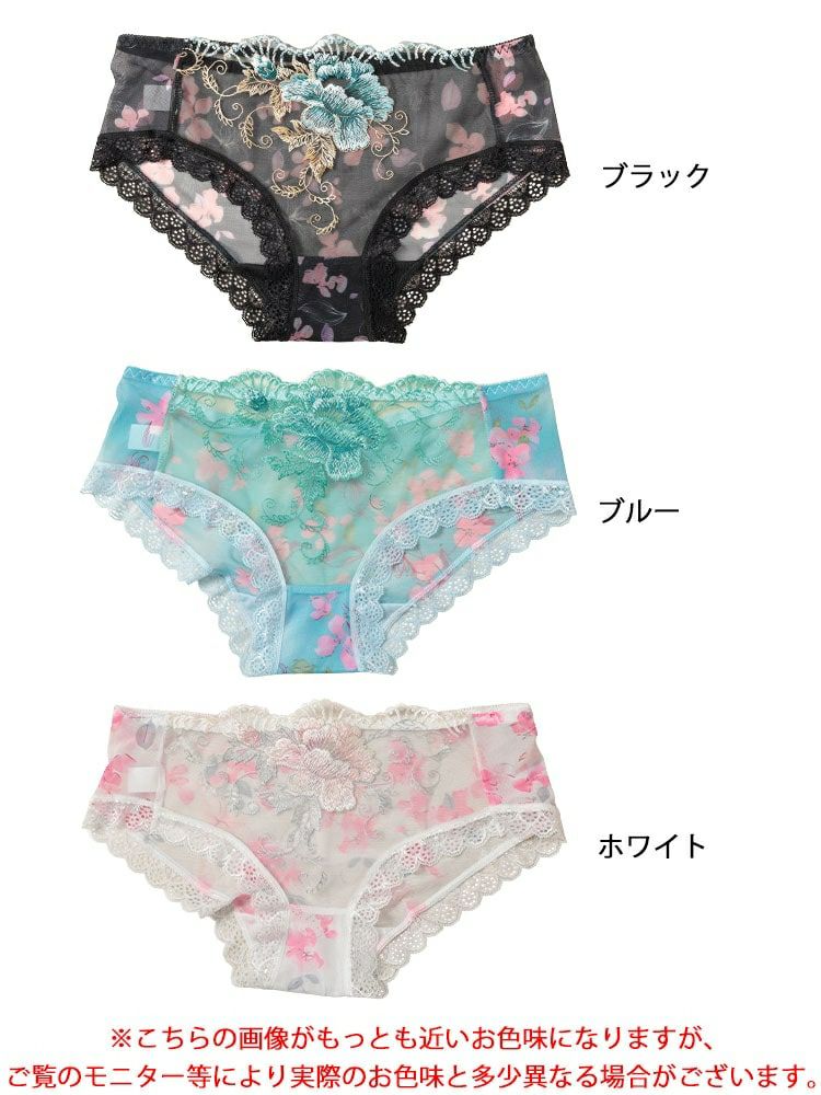 大きいサイズ レディース 花柄切替えシースルーショーツ　goldy-1692【メール便可】